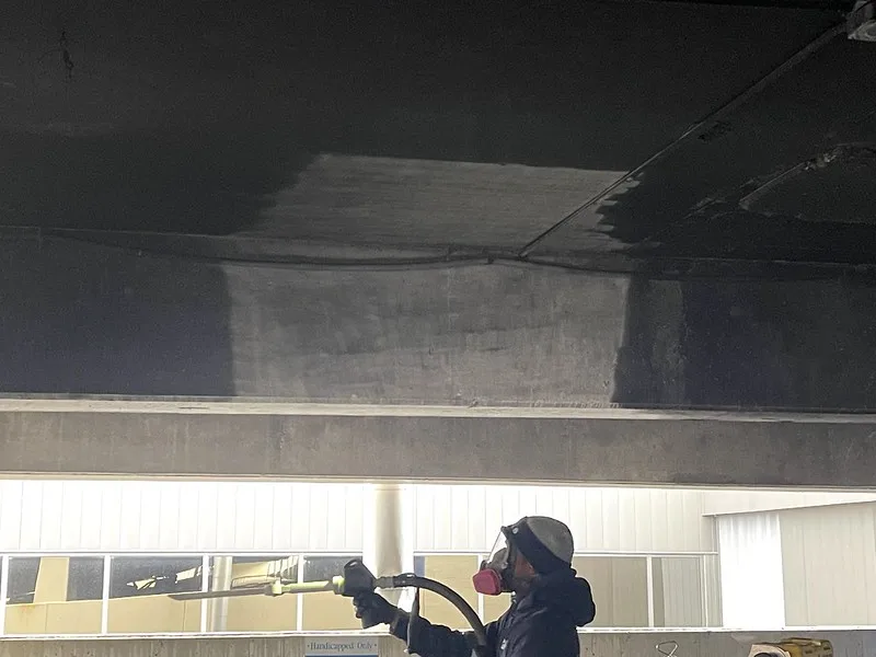 Parking Garage Fire Restoration with Dry Ice Blasting